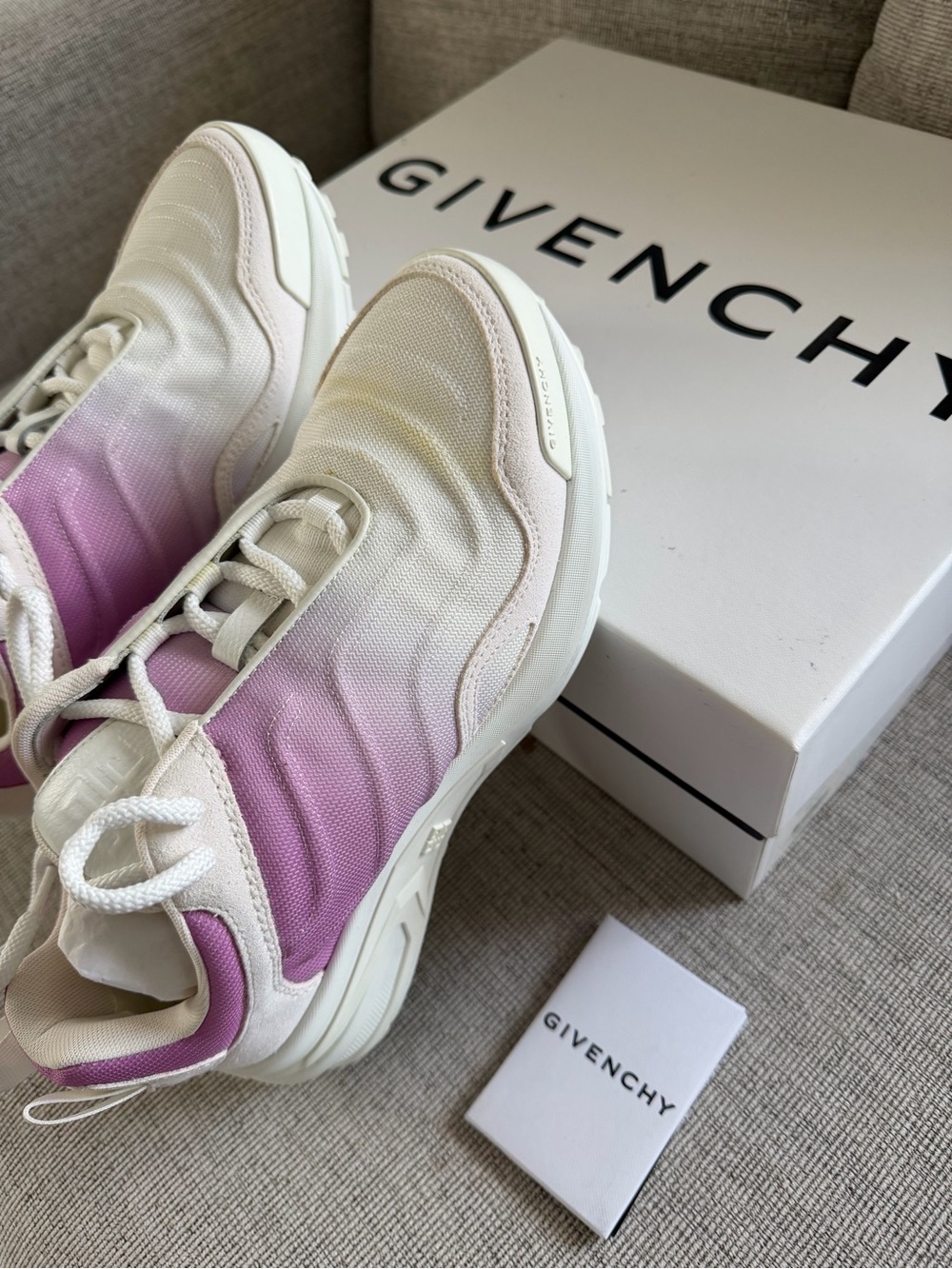 Givenchy Pink and Cream Gradient Mesh Sneakers